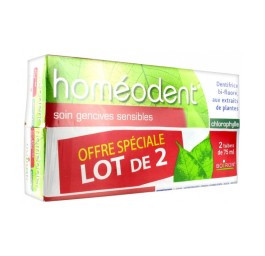 Homeodent Dentifrice Gencives Sensibles Soin Chlorophylle 2x75ml