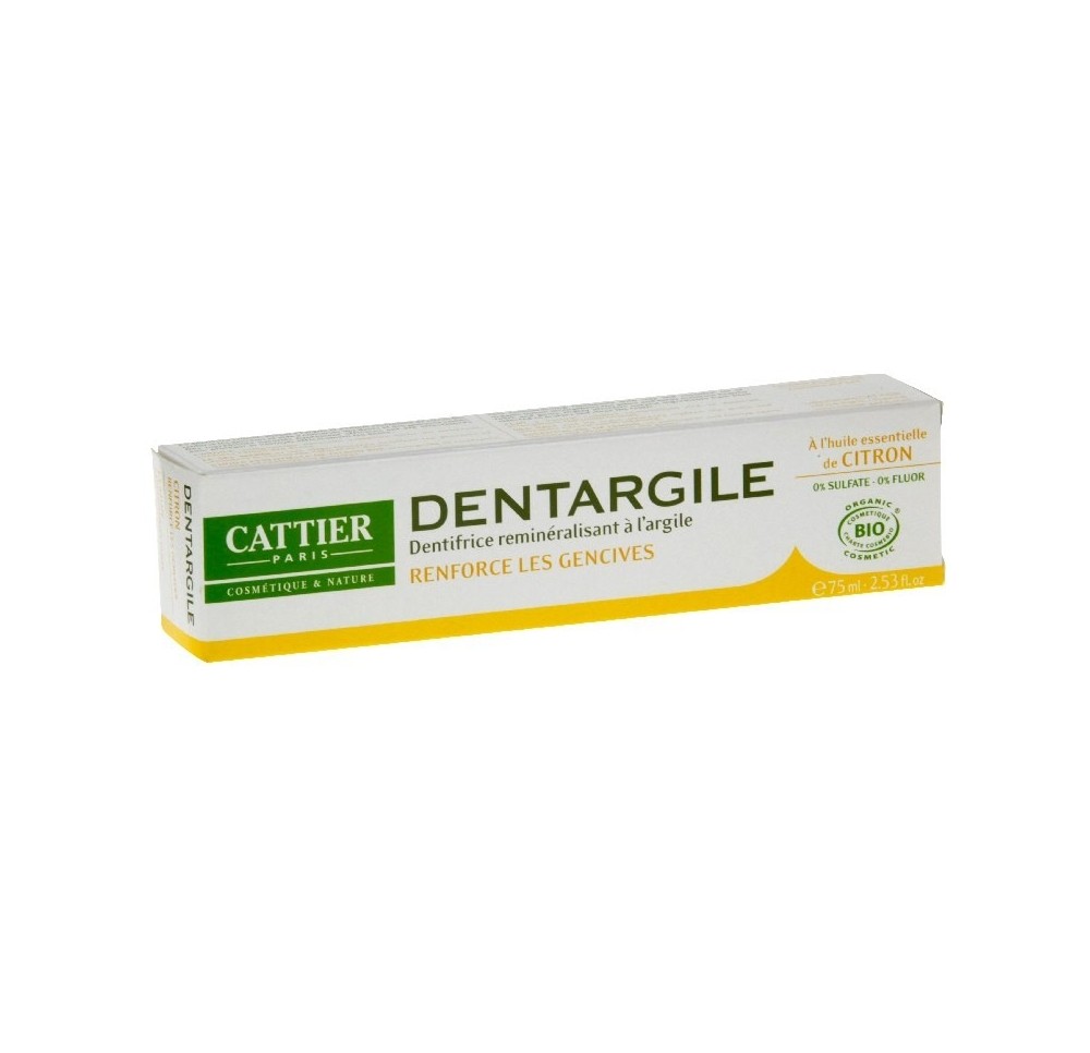 Cattier Dentifrice Dentargile Huile Essentielle Citron 75ml