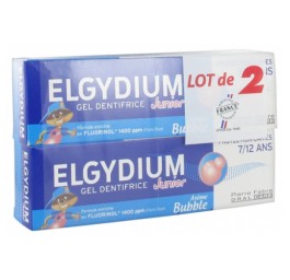 Elgydium Dentifrice Gel Junior 7-12a Bubble 2x50ml