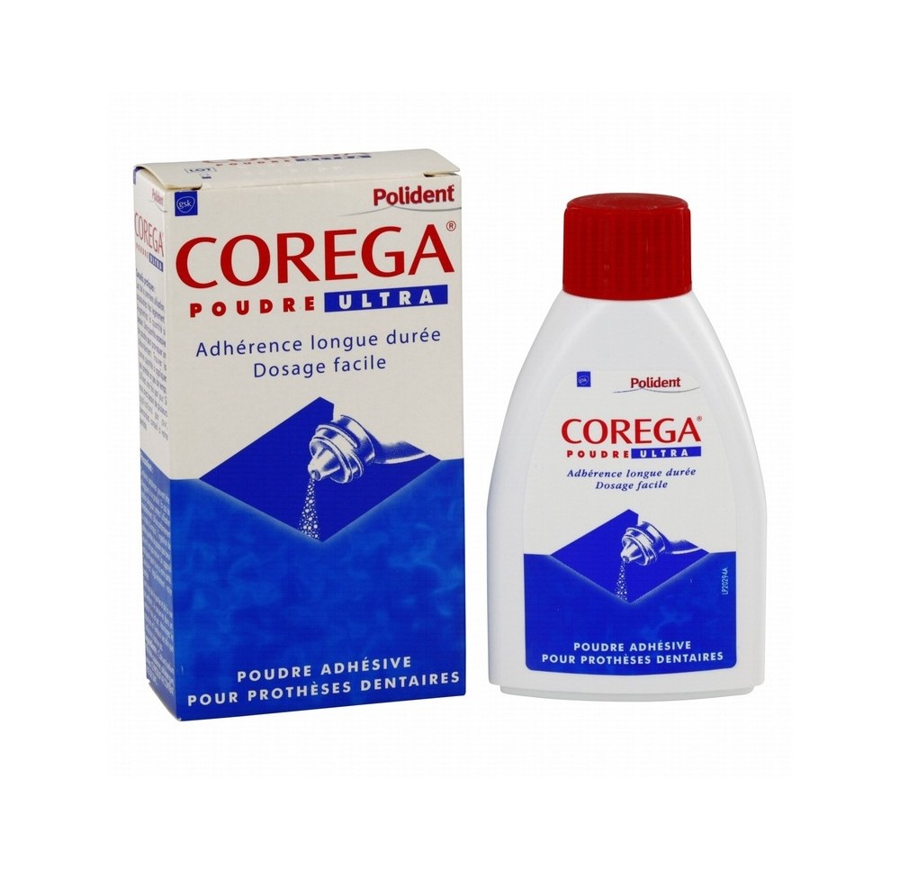 Polident Corega Poudre Ultra Poudre Adhésive Pour Prothèses Dentaires 40 G