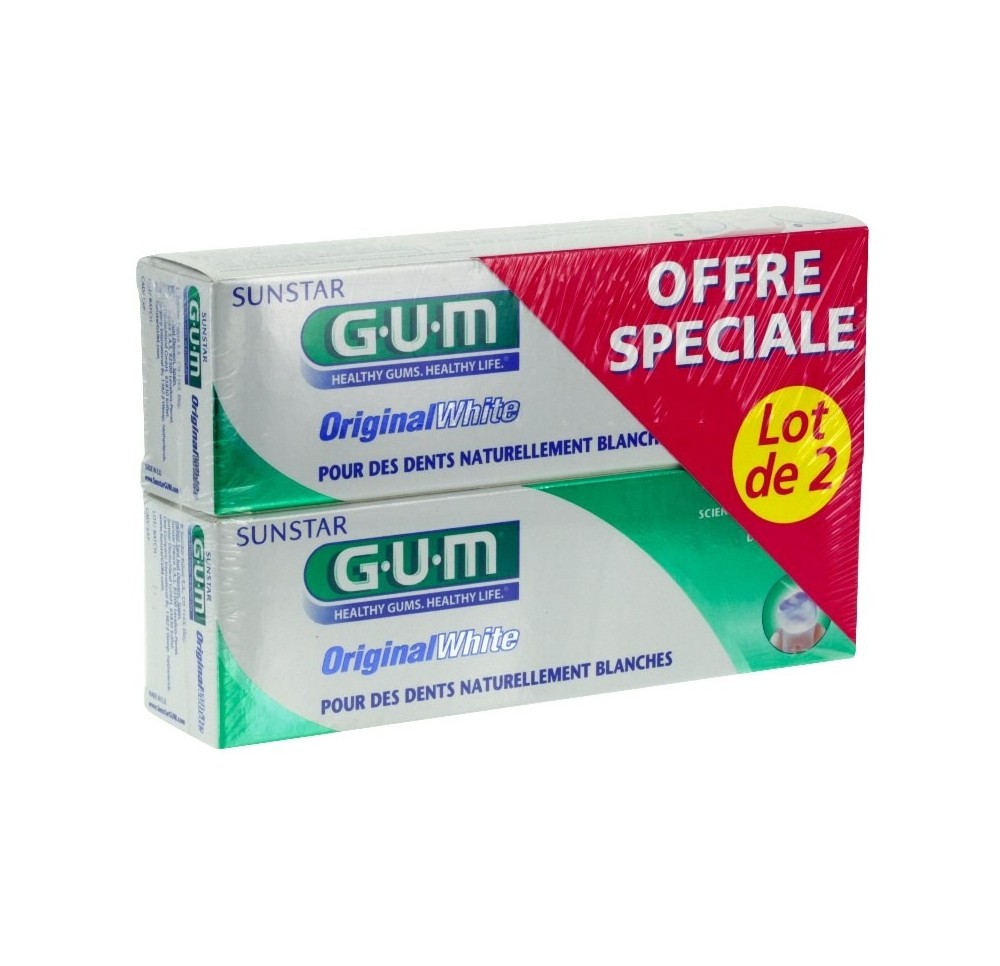 Gum Dentifrice Original White 2x75ml