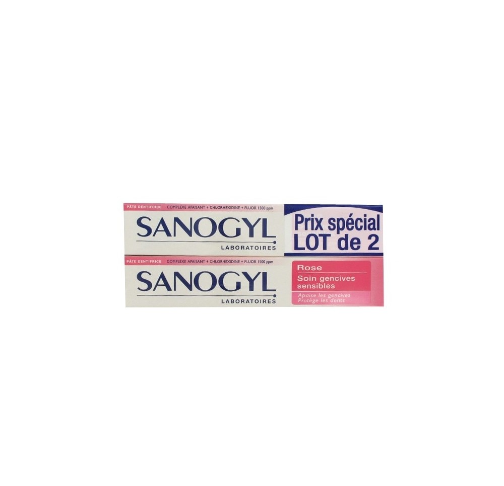 Sanogyl Dentifrice Rose Soin Gencives Sensibles 2x75ml